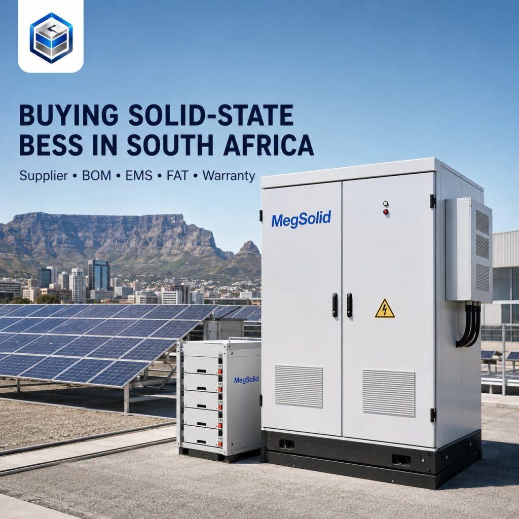 MegSolid solid-state BESS procurement guide for South Africa, highlighting supplier selection, BOM verification, EMS testing, FAT, and warranty requirements.