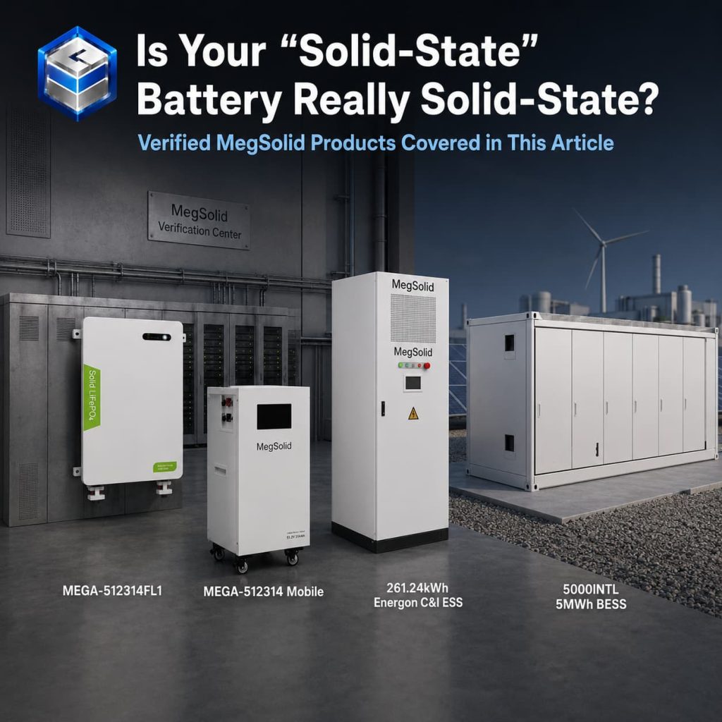 MegSolid hybrid solid-state battery verification cover showing the article's four MegSolid product scales.