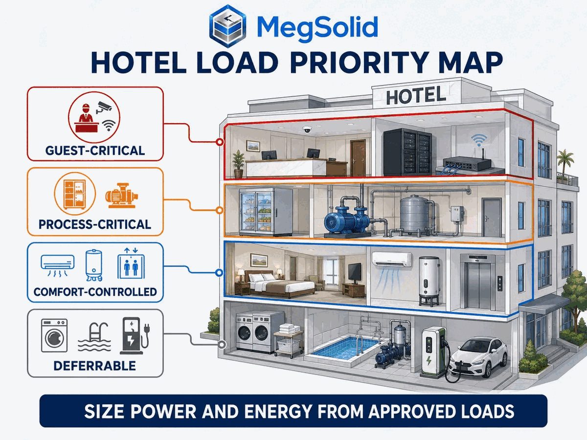 Hotel load priority map for evaluating whether a 100 kWh BESS is enough in Nigeria