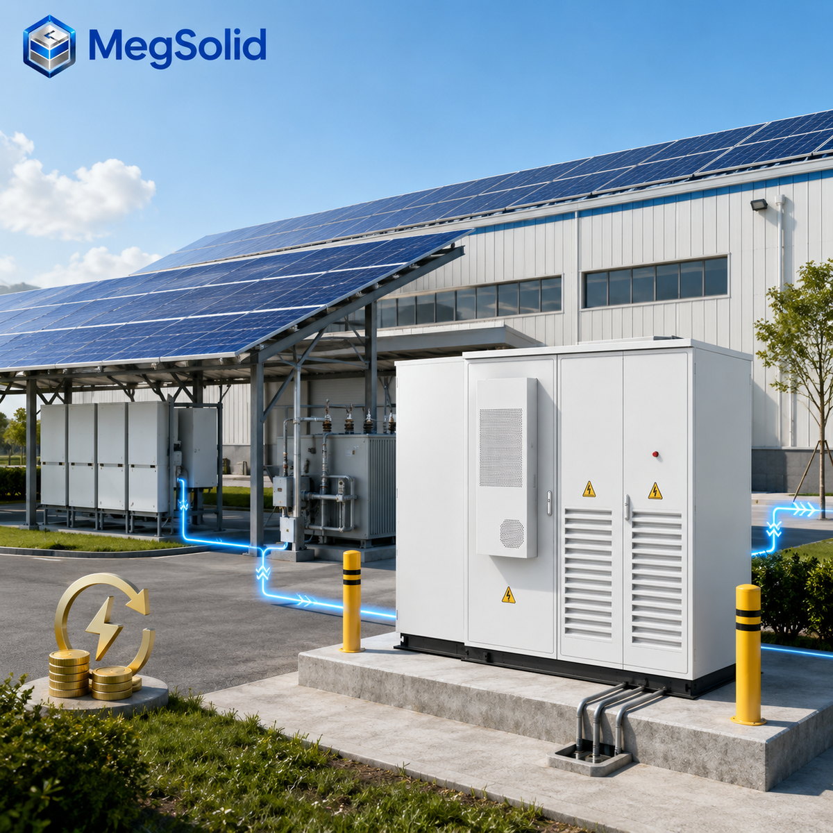 MegSolid ESSA0100B-0215 at an industrial site illustrating lifecycle cost and delivered energy for BESS LCOS